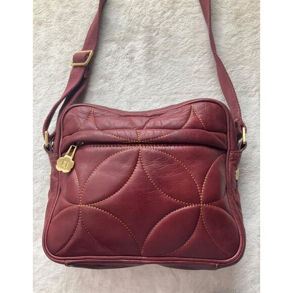 Eric Javits Handbags - Eric Javits Burgundy Red Quilted Leather Crossbody Bag Gold hardware